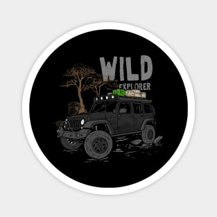 Wild Explorer Jeep - Adventure Black Jeep Wild Explore for Outdoor enthusiasts Magnet